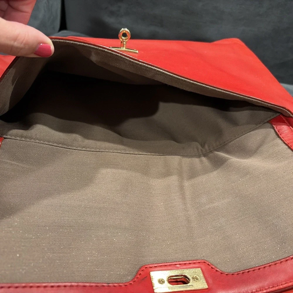 J Crew Vintage Red Leather Laptop Or HandBag Large- Classic, Old Money, Academia
